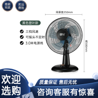 骆驼电风扇台式定时台扇节能风扇家用摇头宿舍办公室坐地小型 中号黑色塑叶不定时款电源线3米