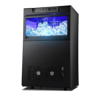 制冰机商用奶茶店80KG家用大小型全自动酒吧方形冰块制作机 白色 [家商两用]