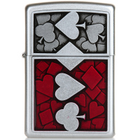 美国ZIPPO打火机 芝宝 防风之宝 磨砂 扑克徽章 24850