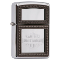 美国ZIPPO打火机 芝宝 镜面贴章 20232哈雷标志 2004年款