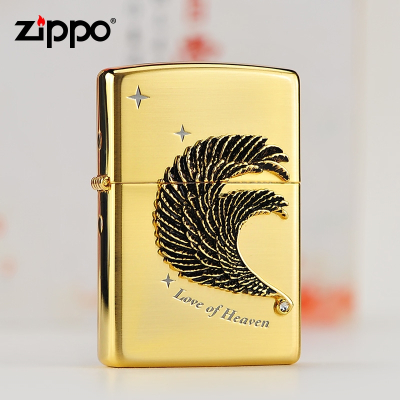 美国ZIPPO打火机 芝宝 原装正品 爱的羽翼 金色羽毛