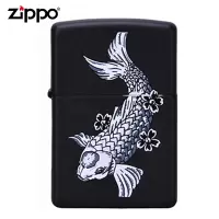 美国ZIPPO打火机 芝宝 黑色哑漆彩印 24713 富贵鱼 男士礼品