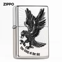 美国ZIPPO打火机 芝宝金色黄铜贴章雄鹰展翅 天空之王 美国进口原装之宝煤油防风 七夕情人节礼物送男士