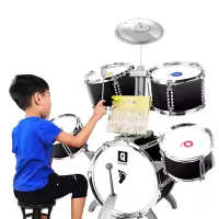 儿童玩具架子鼓爵士鼓儿童初学者音乐玩具打击乐器敲打鼓男孩玩具 兴趣培养入门加大号地鼓[限量送鼓谱鼓贴鼓谱架]黑色
