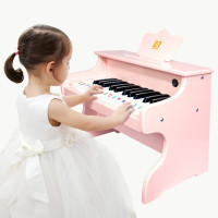 [六一儿童节]多功能木质小钢琴儿童电子琴宝宝周岁小女孩玩具0-1-3 真钢琴声[公主粉]木质+钢琴烤漆+乐谱架+卡通乐谱