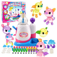 亿奇魔法粘粘乐 手工气球充气机啵啵球泡泡波波黏黏乐儿童手工制作diy玩具 可爱动物充气机套装+可爱动物补充装