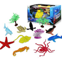 儿童恐龙玩具仿真模型野生动物海洋世界全套装霸王龙男孩 海洋动物收纳盒9只装E050