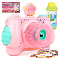 儿童泡泡机玩具泡泡电动吹泡泡机带音乐灯光 相机泡泡机粉色款