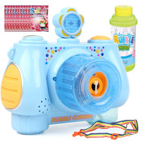 儿童泡泡机玩具泡泡电动吹泡泡机带音乐灯光 相机泡泡机蓝色款
