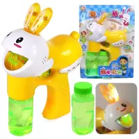 儿童泡泡机玩具泡泡电动吹泡泡机带音乐灯光 萌兔泡泡枪-颜色随机(黄、绿)