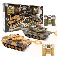 立成丰大号2.4G对战智能遥控坦克车可发射军事模型可充电越野汽车金属炮管履带式玩具 (俄罗斯T90+德国豹2)礼盒双坦克