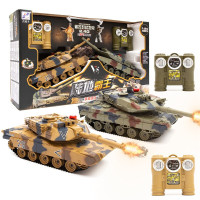 立成丰大号2.4G对战智能遥控坦克车可发射军事模型可充电越野汽车金属炮管履带式玩具 (美国M1A2+德国豹2)礼盒双坦克