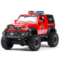 车致 警察车玩具丰田酷路泽越野车战狼吉普车特警车消防巡逻车合金汽车模型男孩 北汽消防巡逻车