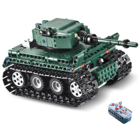 双鹰咔搭Cada动力组遥控车大型积木遥控坦克车军事模型2和1坦克积木车玩具玩具 C51018德国虎式坦克
