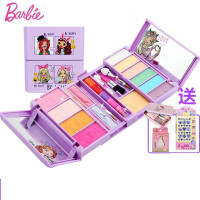 芭比(Barbie)儿童化妆品化妆盒套装组合手提箱彩妆盒女孩玩具生日 公主粉盒(送化妆刷+卸妆棉+贴画)