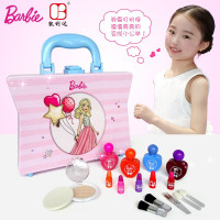 芭比娃娃儿童化妆品套装公主彩妆盒女孩手提箱玩具生日 新款手提化妆箱