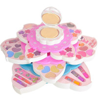 芭比娃娃儿童化妆品套装公主彩妆盒女孩手提箱玩具生日 花儿朵朵美妆箱