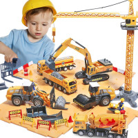 儿童玩具 超大号工程车挖掘机推土车吊车模型玩具车套装男孩礼盒 豪华工程车套装+收纳箱