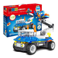 百变布鲁可大颗粒积木玩具立体拼搭拼插创意布鲁克积木遥控玩具车男孩女孩生日节日 鲁鲁纯拼搭百变高空作业车