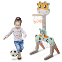儿童篮球架可升降投篮框健身足球球类玩具家用户外室内 长颈鹿篮球架至尊版(篮球+足球+贴纸+套圈+故事)