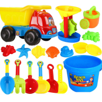 建雄 儿童沙滩玩具套装大号 宝宝洗澡夏日戏水玩具 玩沙子挖沙漏铲子工具 18件套经典版[送12只沙模]