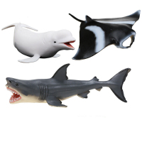 活石 儿童海洋玩具模型动物世界大鲨鱼虎鲸灰鲸抹香鲸大白鲨男孩仿真实心动物套装 白鲨+蝠鲼鱼+灰鲭鲨(三只装)