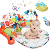 活石 儿童钢琴健身架婴儿宝宝玩具0-1-3岁带音乐脚踏运动健身器 升级款健身架[送飞机故事机]