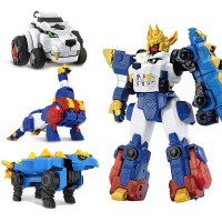 灵动创想百兽总动员变形机甲玩具合体变形机器人男孩拼装组装玩具套装 三合体套装-巨型战龙神(闪电兽)