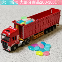 油罐车合金车工程运输车模大卡车自卸翻斗车模 儿童货柜运输汽车模型玩具 重型卡车红色+10个发光石