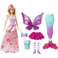 芭比娃娃套装大礼盒女孩公主小凯丽美人鱼衣服鞋子换装儿童玩具 [含3套时装]童话换装组DHC39