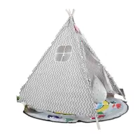 儿童帐篷游戏屋室内小帐篷印第安帐篷公主房帐篷宝宝过家家帐篷 1.35米灰色波浪纹