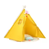 儿童帐篷游戏屋室内小帐篷印第安帐篷公主房帐篷宝宝过家家帐篷 1.8米单色黄