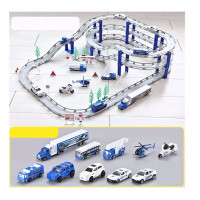 儿童玩具电动轨道车智力动脑跑道赛车小火车男孩汽车3-6岁4-5 警察(2辆电动车+8合金车)