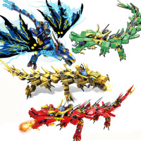 兼容乐高幻影忍者系列大电影男孩子拼装人仔积木力儿童玩具 金龙+火龙+绿龙+冰龙