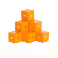 磁性正方体积木六面磁铁磁力小方块可拆卸立体王几何数学教具积木 磁性正方体橙色10粒(送说明书)