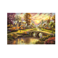 拼图1000片木质海贼王龙猫千语千寻卡通动漫平图星空风景定制玩具 小镇