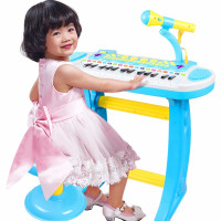 儿童电子琴入级初学者玩具女孩梦幻小钢琴音乐乐器早教启智带麦克风3-4-6岁 宝石蓝[31黑白键+4种乐器声+多功能按键