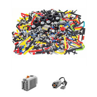 兼容乐高科技积木散件 零件齿轮 小颗粒机械配件拼插积木散装件 电池盒+M马达+1000克品质散件