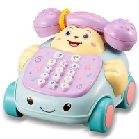儿童玩具仿真电话机婴儿玩具早教机1-3岁声光音乐故事机儿玩具车模型男孩女孩过家家 天空蓝[触摸感应+多个音效+早教知识]