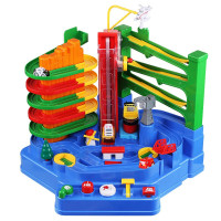 抖音同款儿童汽车闯关大冒险玩具轨道车套装小火车停车场早教汽车6男孩生 [豪华版救援队]警车+救护车+消防车+升降梯+滑道