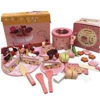 女孩生日仿真茶具茶壶儿童过家家厨房套装下午茶蛋糕木制玩具 洋葱火锅+双层蛋糕
