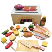 女孩生日仿真茶具茶壶儿童过家家厨房套装下午茶蛋糕木制玩具 烧烤架