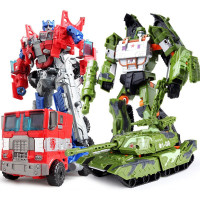 兼容乐高变形5威震天科迈罗恐龙合金飞机警车汽车人机器人玩具模型男孩积木六一生日 坦克战神+擎天战神彩盒包装