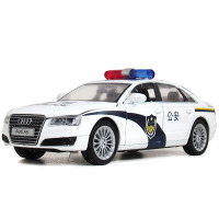 华一儿童玩具合金车回力警车 儿童玩具警车原厂授权1:32奥迪A8警车汽车模型 声光 男孩