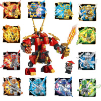 金幻影忍者人仔人偶兼容乐高拼装摩托战车忍者神龟儿童积木玩具5-12岁男孩子拼装模型玩具 柠檬黄12款黄金白银时光