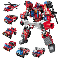 启蒙积木组装兼容乐高 变形机器人金刚战神小孩子 儿童智力拼图拼装玩具塑料男孩3-6-10周岁 6合1炽烈战神