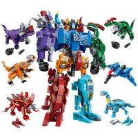 启蒙积木组装兼容乐高 变形机器人金刚战神小孩子 儿童智力拼图拼装玩具塑料男孩3-6-10周岁 6合1修罗战神恐龙积木
