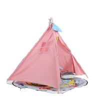 儿童帐篷游戏屋室内小帐篷印第安帐篷公主房帐篷宝宝过家家帐篷 1.8米单色粉