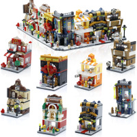 兼容乐高城市街景积木玩具世界著名建筑房子立体积木拼插伦敦塔桥罗马许愿 [SLT0619]城市街景迷你餐厅咖啡厅可合体8款