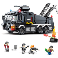 兼容乐高军事积木城市警察人仔拼装拼插玩具飞机警车装甲指挥车模型变形机器 [SLT1652]黑鹰特警维稳水炮车503PCS